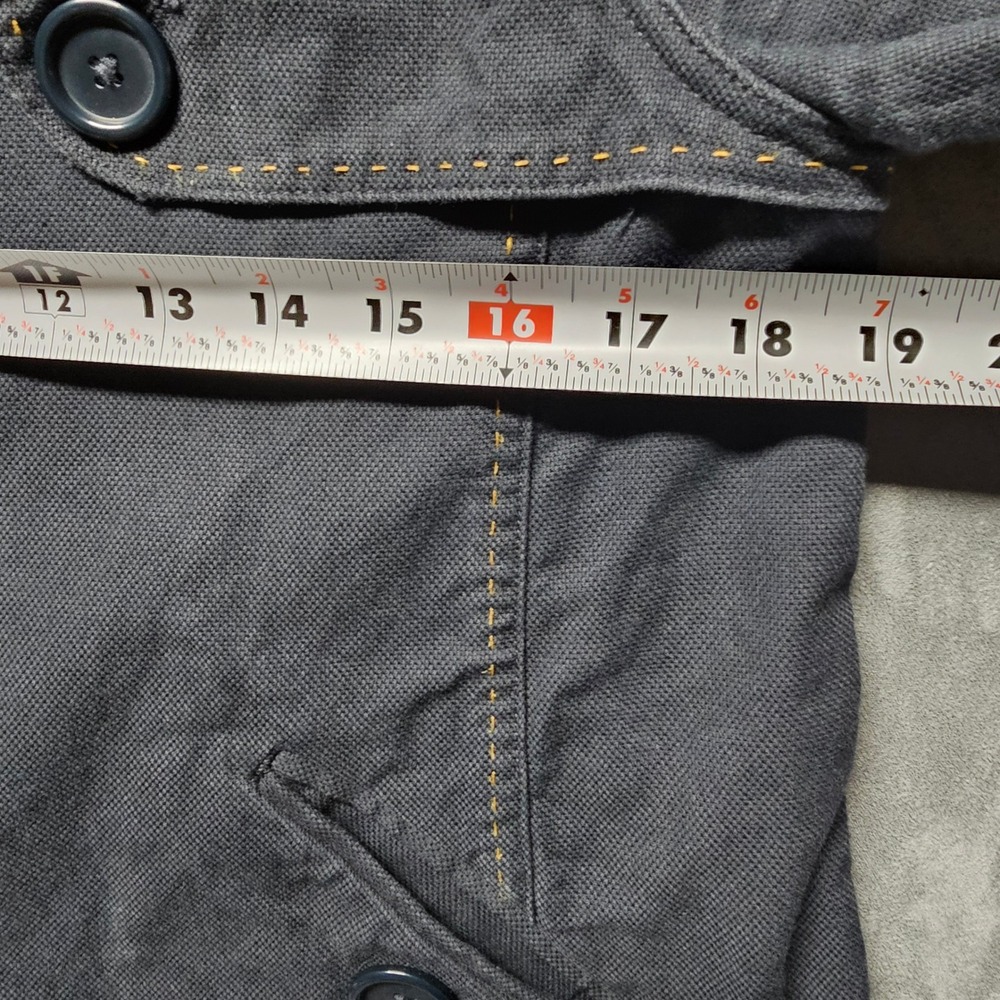 Massimo Dutti Womens L Navy Blue Cropped Trench Jacket Cotton Made in Portugal - Picture 5 of 9